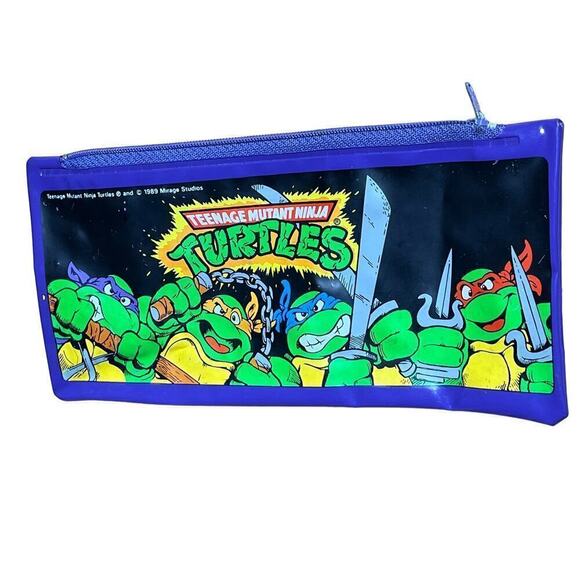 VINTAGE 1989 Teenage mutant ninja turtles purple zip pencil case. Soft. turtles - Picture 1 of 6